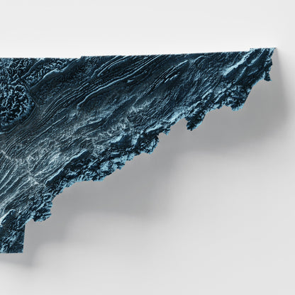 Tennessee Art Relief Map - 2D Print - USA Geology - 2D Shaded Relief Map - United States of America