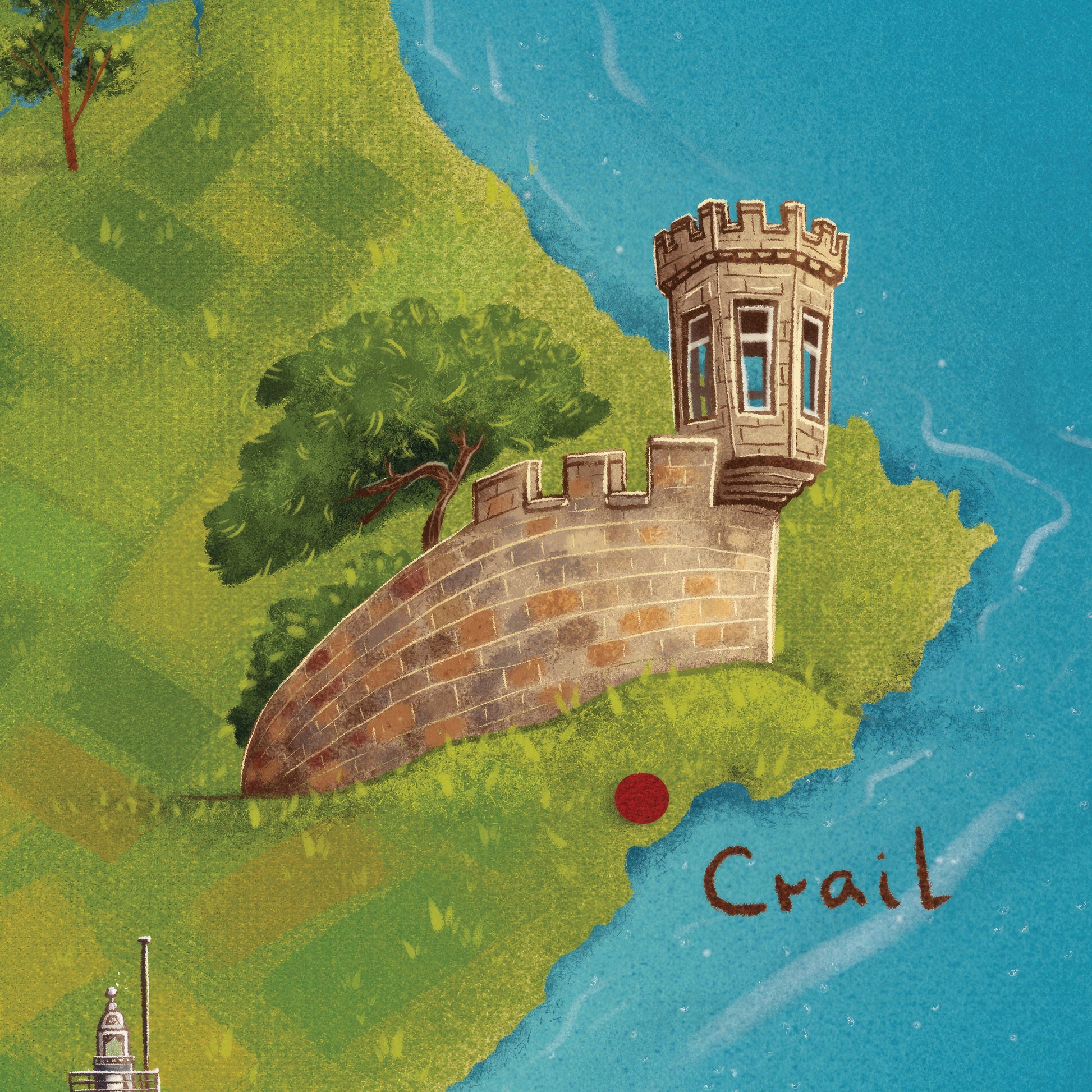 New East Neuk of Fife Illustrated Map | Elie | Pittenweem | Anstruther | Crail | St Andrews | Isle of May | Whimsical Print