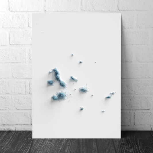 Galapagos Islands Artistic Relief Map - Unique 2D Wall Decor - Geology - 2D Shaded Relief Map