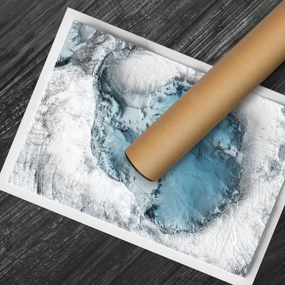 Antarctica Art Relief Map - 2D Bathymetric Print - South Pole Geology - 2D Shaded Relief Map