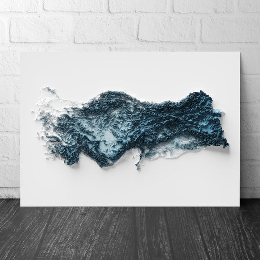 Turkey Map - 2D relief Map Art - Turkey Gifts - Southland