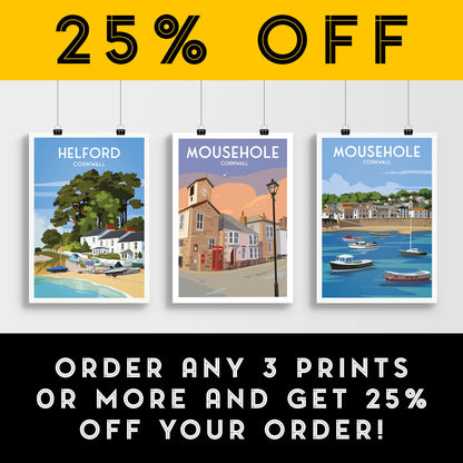 Mousehole Print - Cornwall Travel Poster - England - Mousehole Harbour