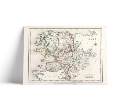 County Mayo Map - Ireland 1846 - Hollymount - Ballinrobe - Murrisk - Achill island - Clare Island - Ballina - Castlebar