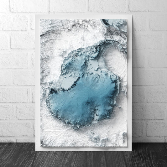 Antarctica Art Relief Map - 2D Bathymetric Print - South Pole Geology - 2D Shaded Relief Map