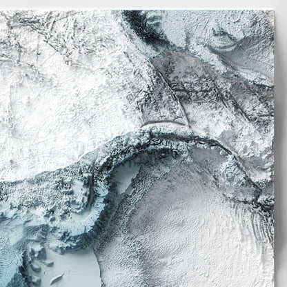 Antarctica Art Relief Map - 2D Bathymetric Print - South Pole Geology - 2D Shaded Relief Map