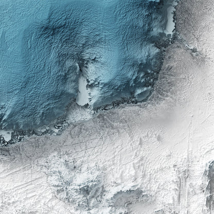 Antarctica Art Relief Map - 2D Bathymetric Print - South Pole Geology - 2D Shaded Relief Map