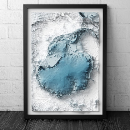 Antarctica Art Relief Map - 2D Bathymetric Print - South Pole Geology - 2D Shaded Relief Map