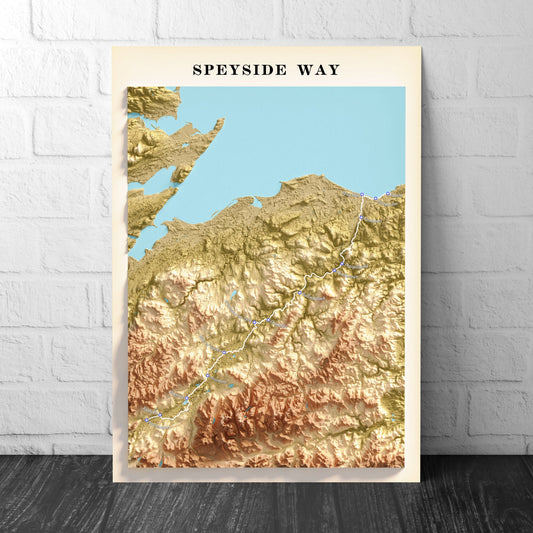 The Speyside Way Map Print | Scottish Trails | Newtonmore, Kincraig., Boat of Garten, Grantown on Spey, Ballindalloch, Craigellachie
