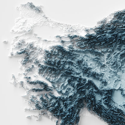 Turkey Map - 2D relief Map Art - Turkey Gifts - Southland
