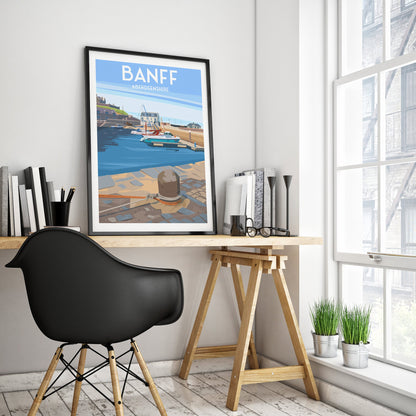 Banff Print - Aberdeenshire - Harbour Art - Moray Firth - Scotland - Travel Poster