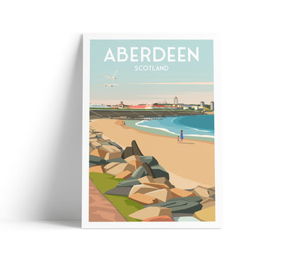 Aberdeen Print - Aberdeenshire travel poster - Beach - Scotland