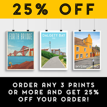 Dalgety Bay Print - St David's Harbour - Fife Travel Poster - Scottish Wall Art - Inverkeithing