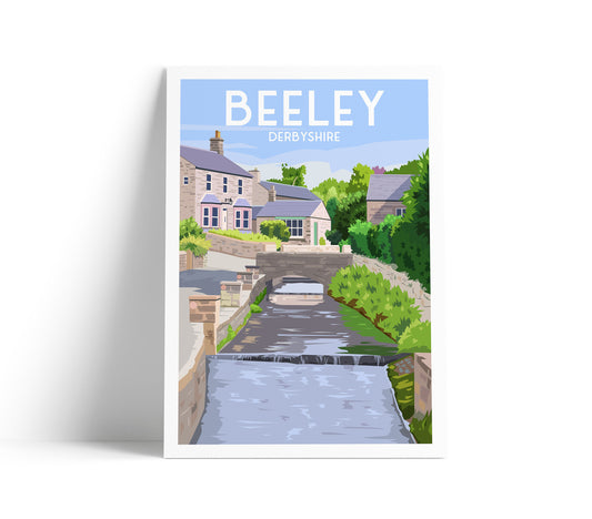 Beeley Print - Northern Derbyshire Travel Poster - England - Derbyshire Dales - Beeley Brook