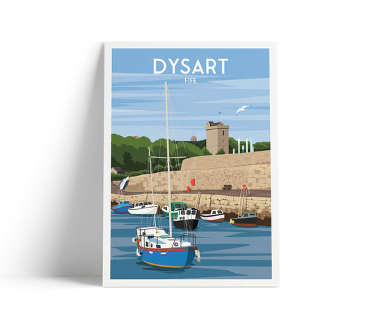 Dysart Travel Poster, Dysart in Fife Scotland, retro Scottish print