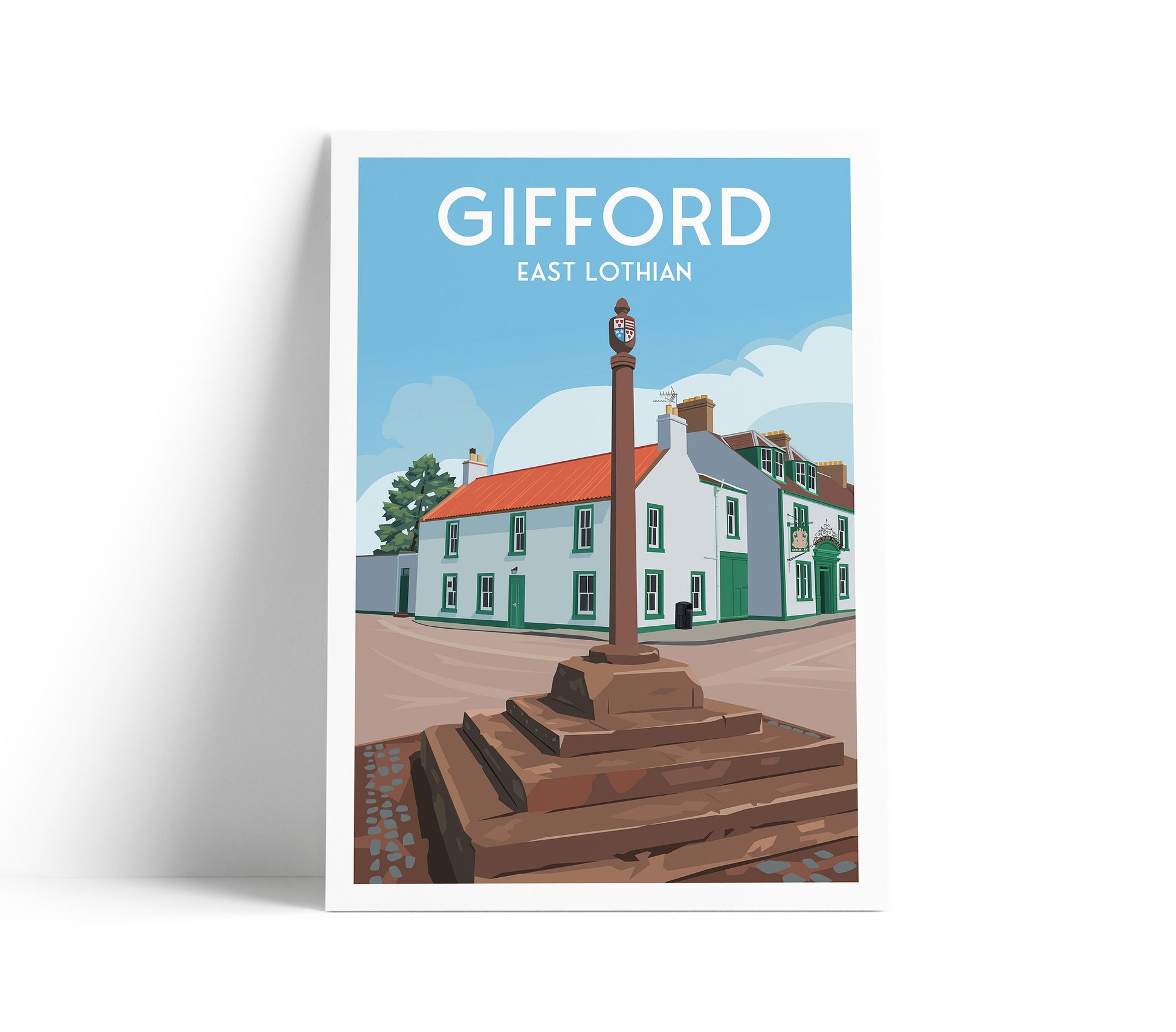 Gifford Print - East Lothian, Scotland, Travel Poster - The Mercat Cross