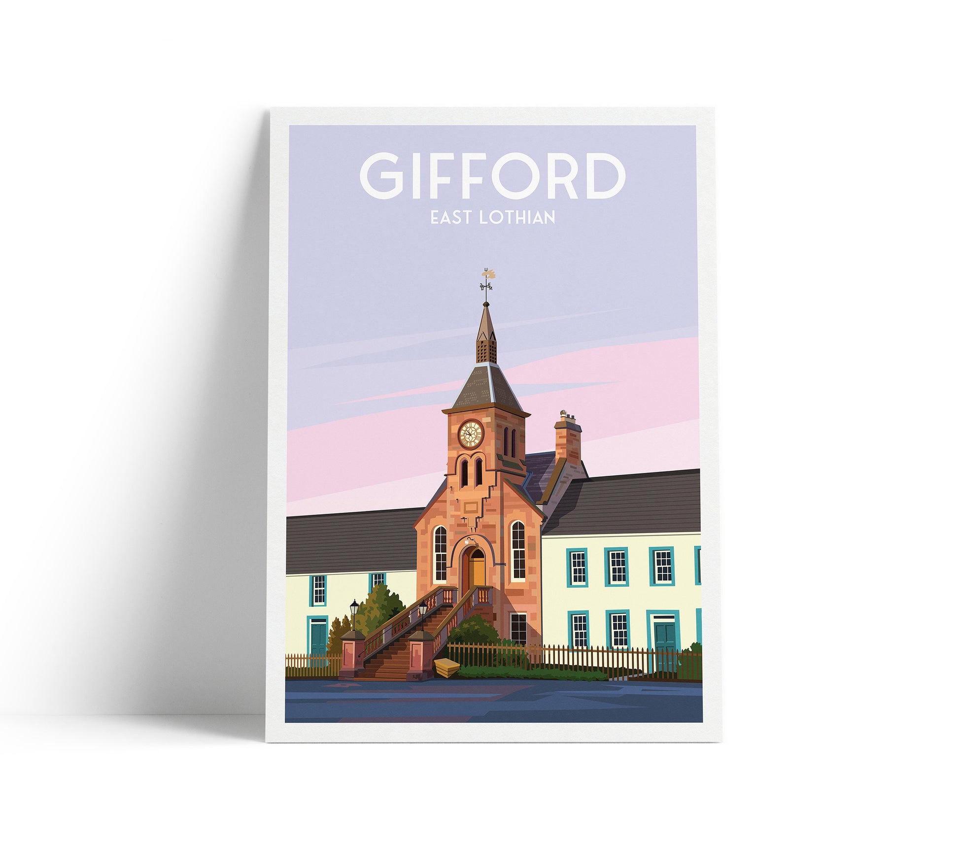 Gifford Print - East Lothian, Scotland, Travel Poster - Town Hall