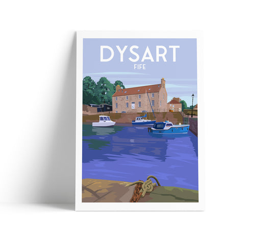 Dysart Travel Poster, Dysart in Fife Scotland, retro Scottish print