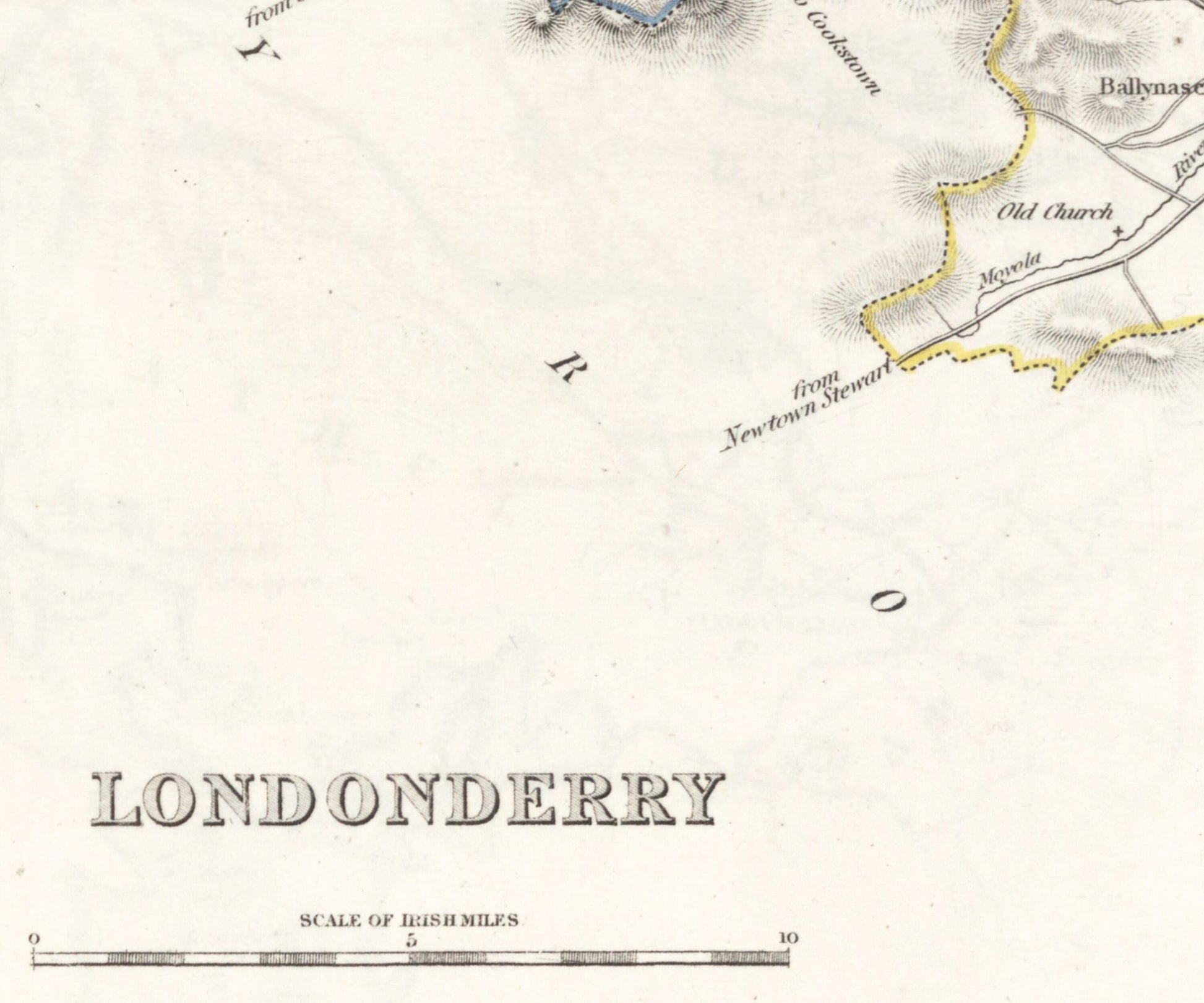 Londonderry Map - Old Antique Reproduction Print of Derry - 1846 - Northern Ireland