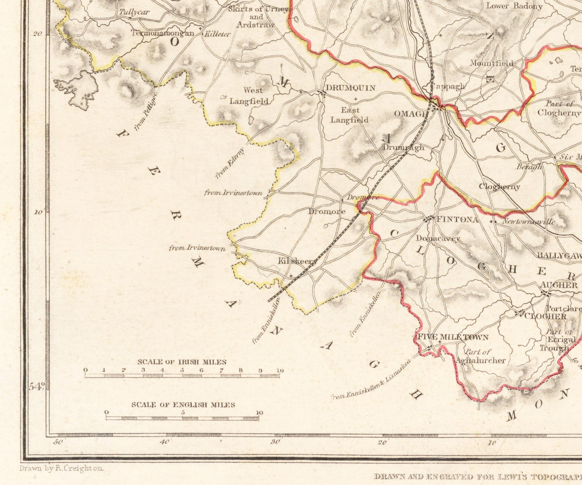 Tyrone Map - Old Antique Reproduction Print of Derry - 1846 - Northern Ireland