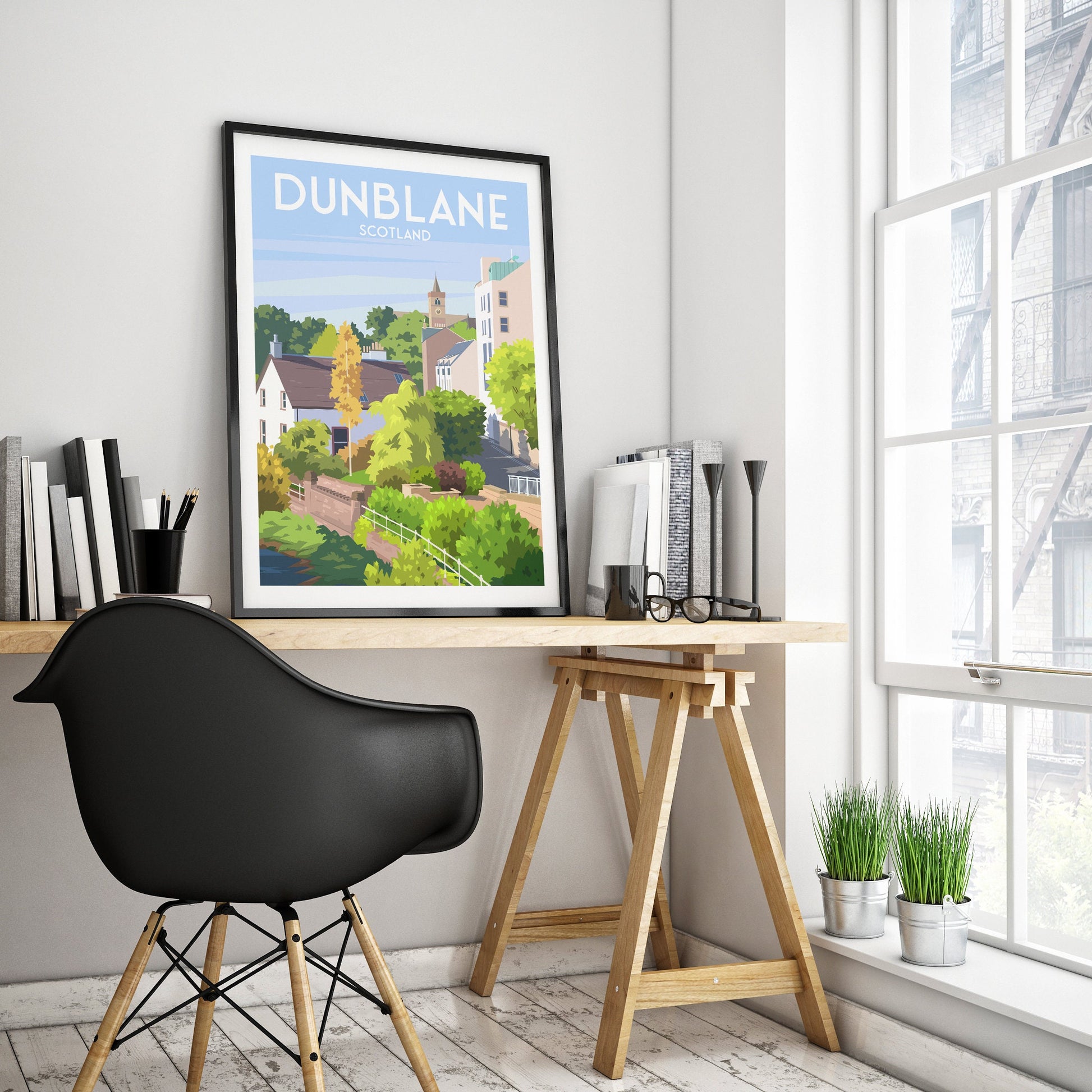 Dunblane Travel Poster - Stirlingshire - Scotland - Allan Water - River