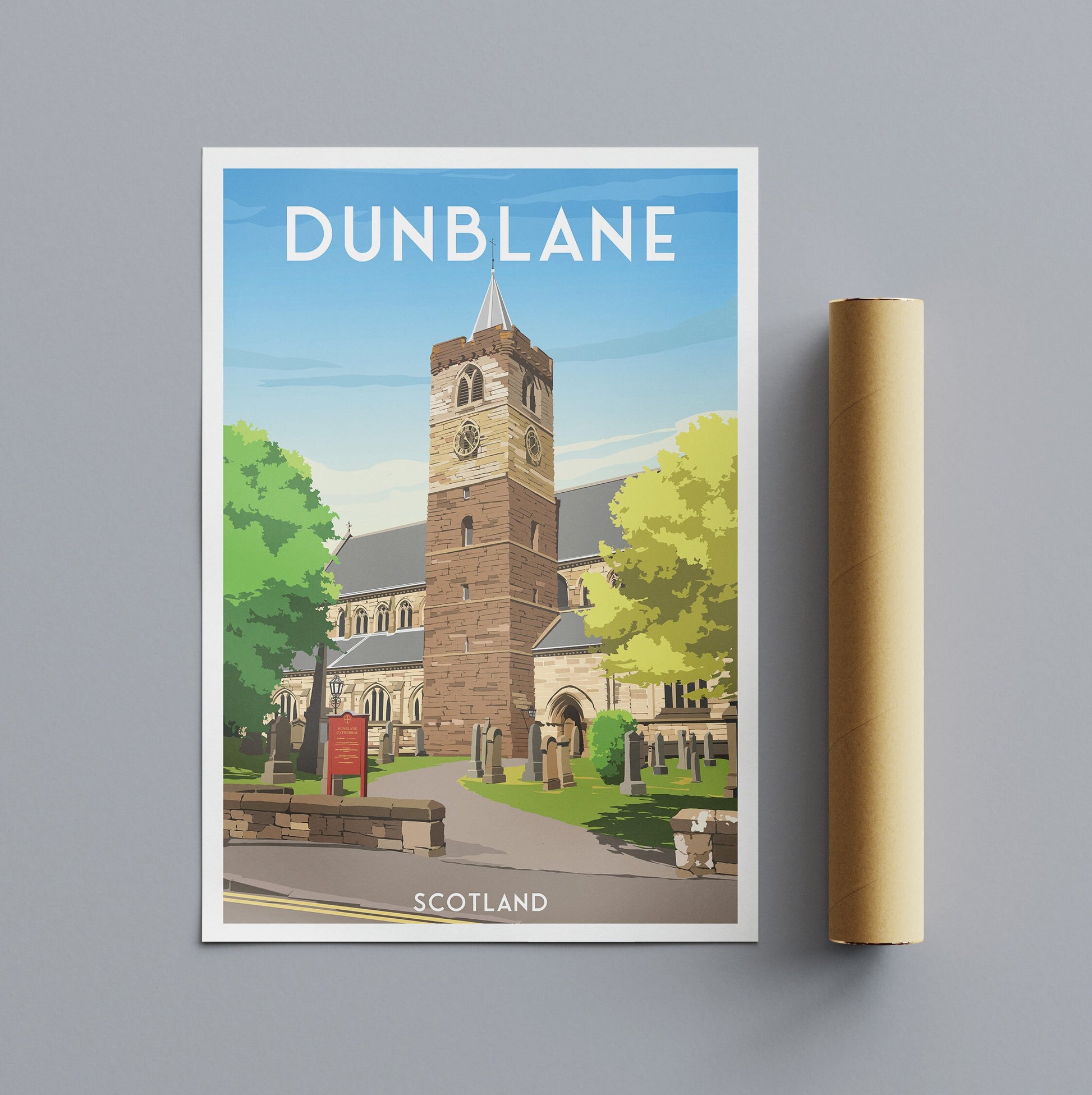Dunblane Cathedral Travel Poster - Stirlingshire - Scotland