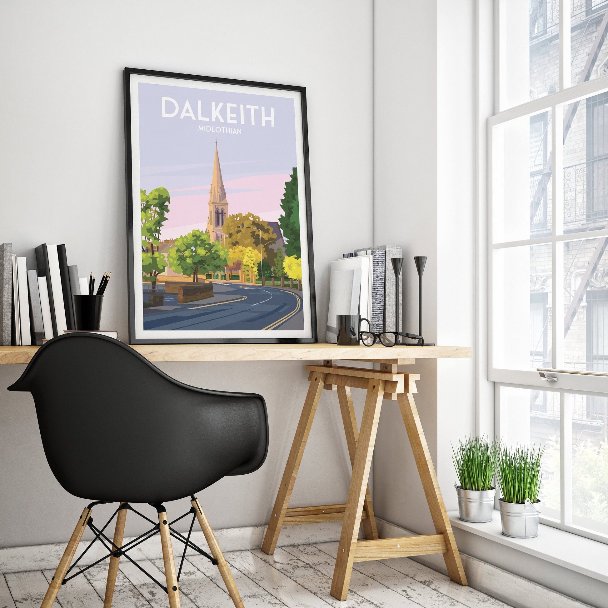 Dalkeith Travel Poster - East Lothian - Scotland - Edinburgh - Wall Art - Church Building