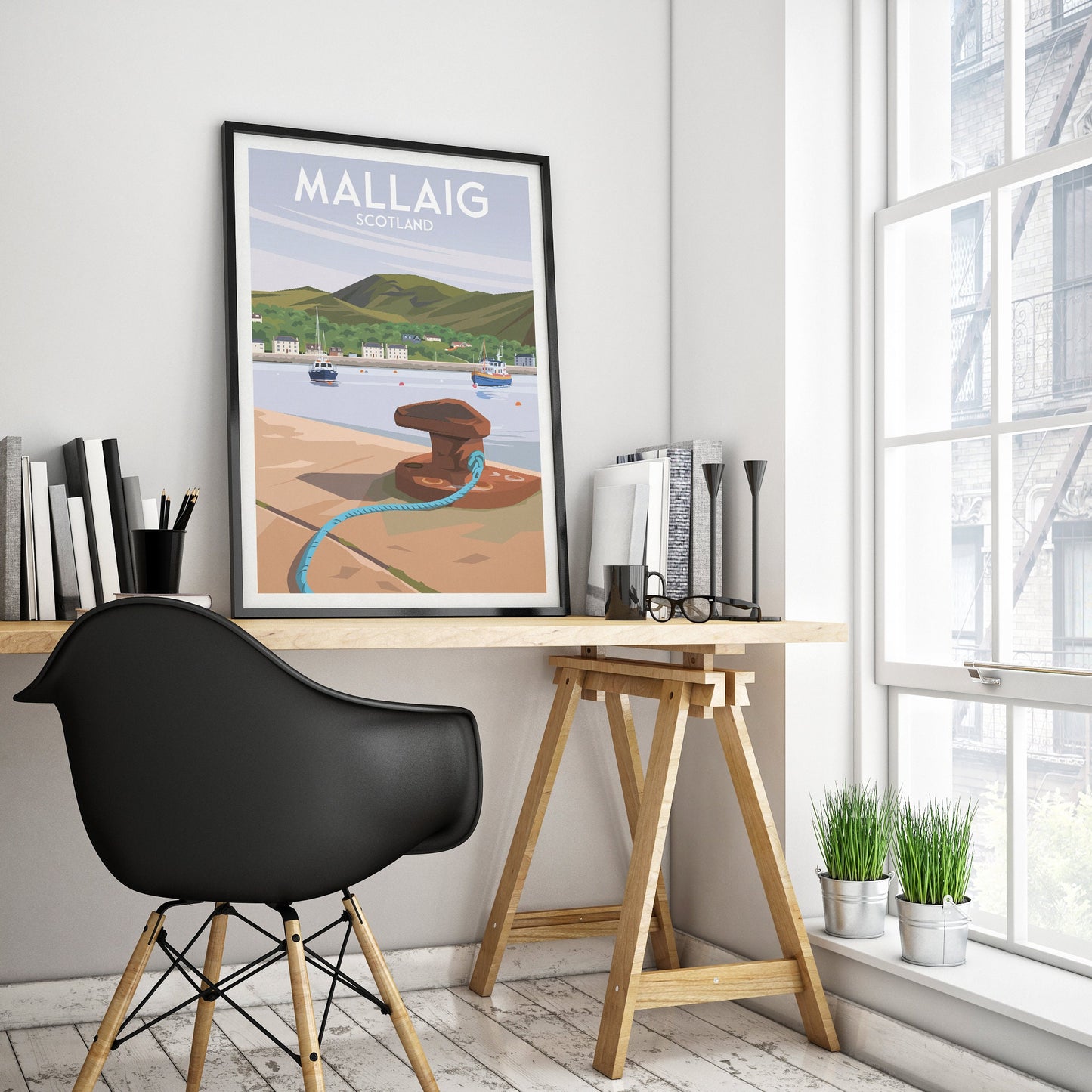 Mallaig Harbour Travel Poster - Coastal Beauty and Maritime Charm | Lochaber | West Coast of the Highlands of Scotland | Vintage Style Print