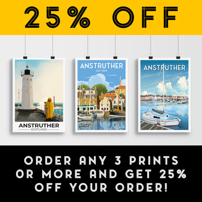 Anstruther Harbour Travel Poster - East Neuk, Fife