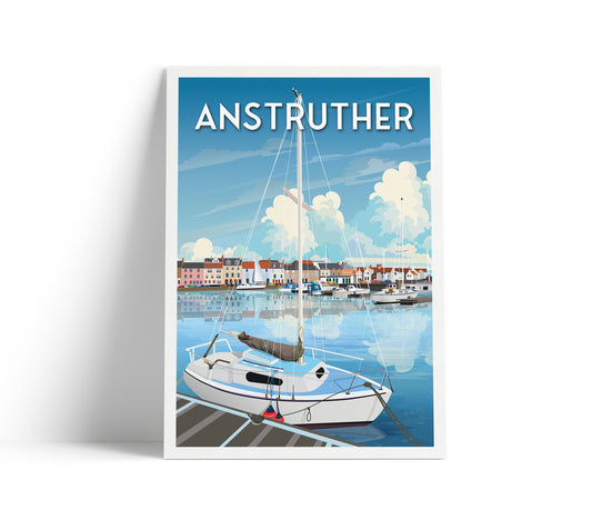 Anstruther Harbour Travel Poster - East Neuk, Fife