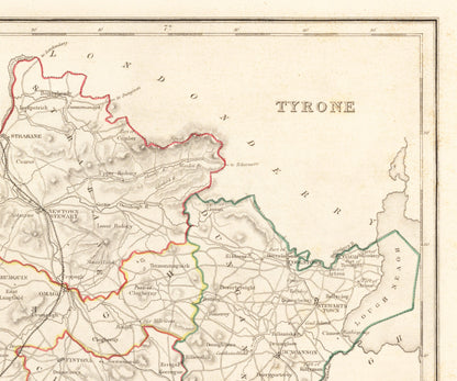 Tyrone Map - Old Antique Reproduction Print of Derry - 1846 - Northern Ireland