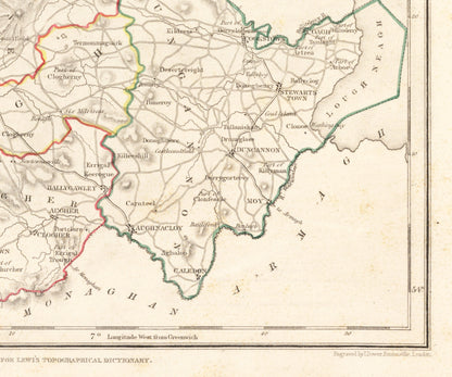 Tyrone Map - Old Antique Reproduction Print of Derry - 1846 - Northern Ireland