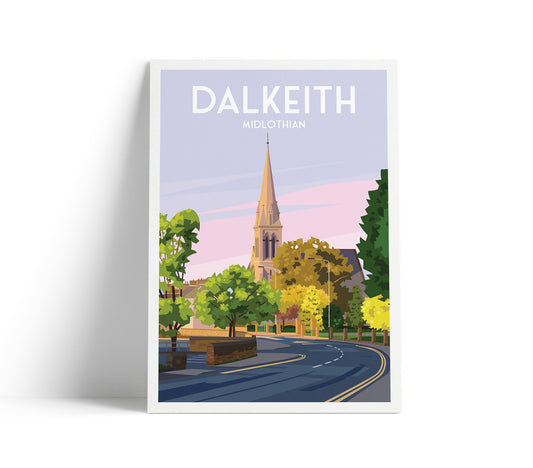 Dalkeith Travel Poster - East Lothian - Scotland - Edinburgh - Wall Art - Church Building