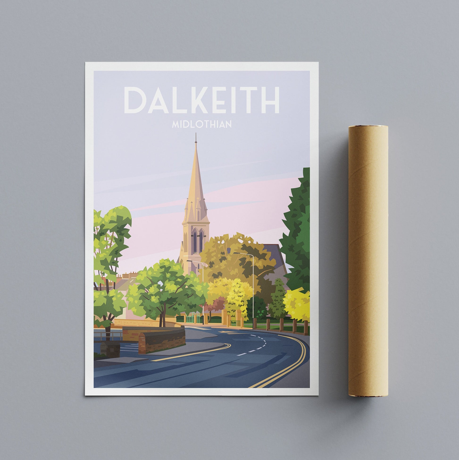 Dalkeith Travel Poster - East Lothian - Scotland - Edinburgh - Wall Art - Church Building