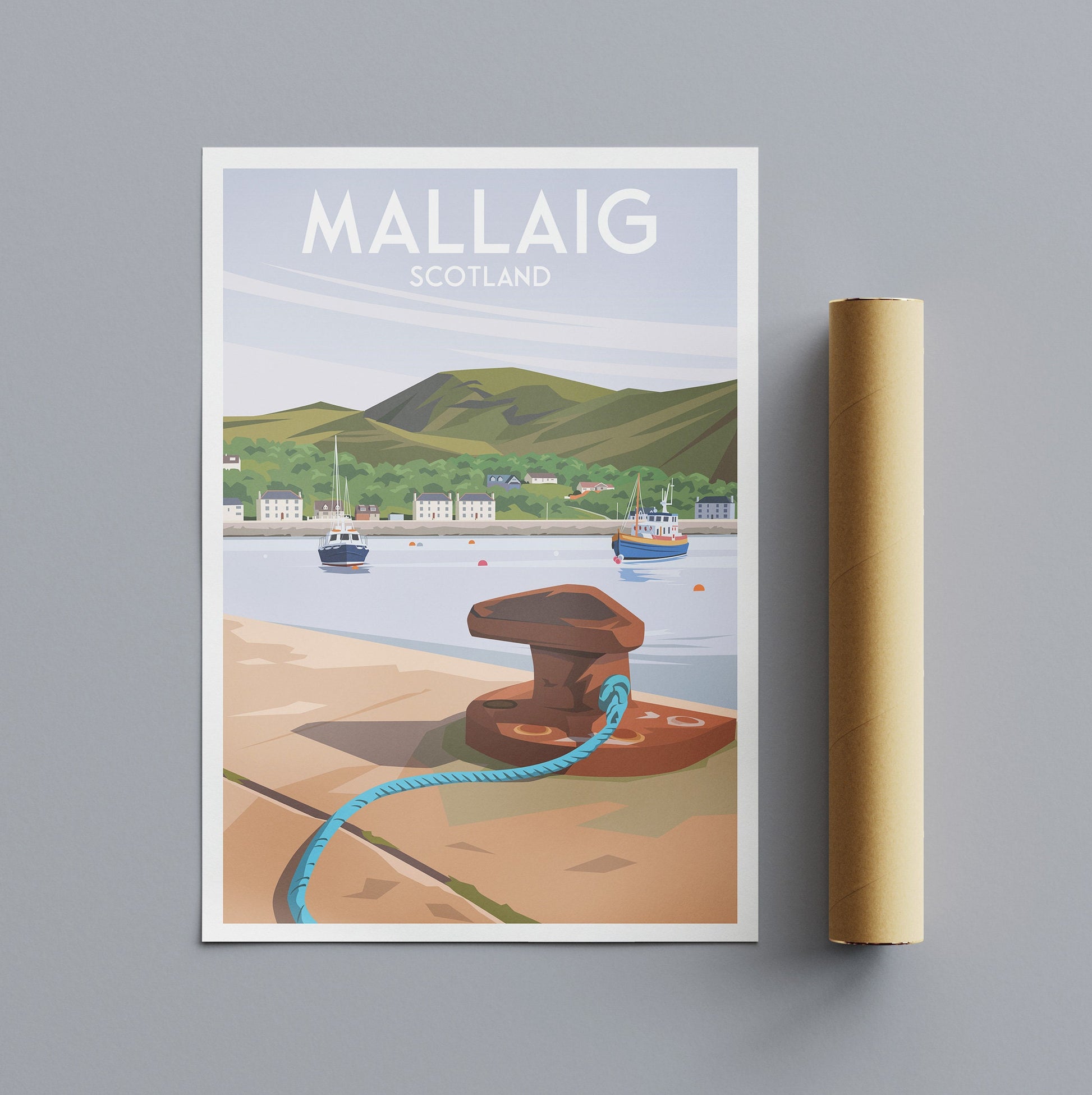 Mallaig Harbour Travel Poster - Coastal Beauty and Maritime Charm | Lochaber | West Coast of the Highlands of Scotland | Vintage Style Print