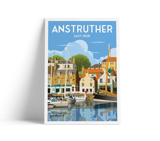 Anstruther Harbour Travel Poster - East Neuk, Fife