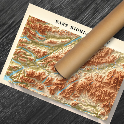 Topographic Map of the East Highland Way Walking Trail – Available in A4, A3, A2, and A1 Sizes - Scotland Poster Print