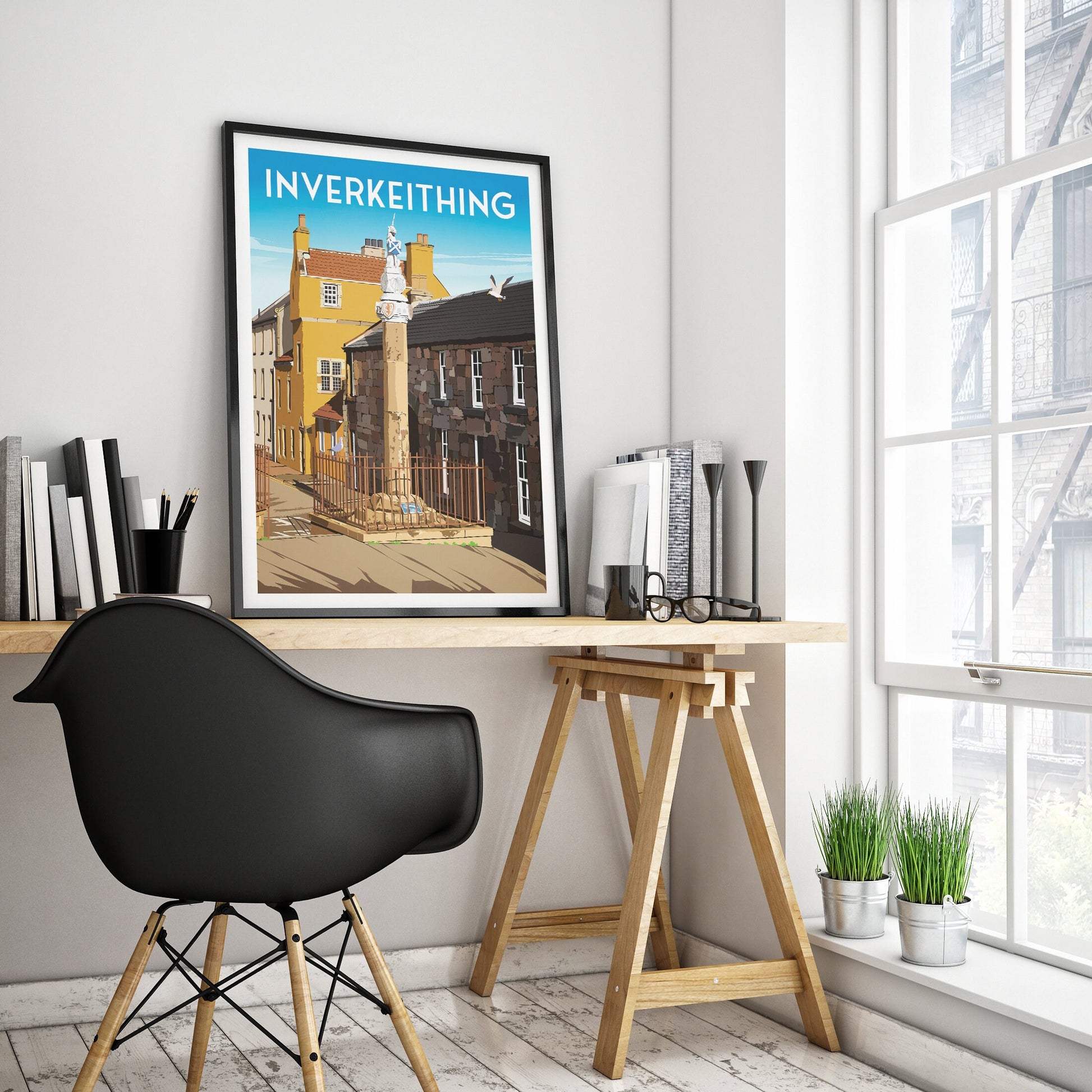 Inverkeithing Print - Mercat - Fife Travel Poster - Historic Building - Scottish Wall Art