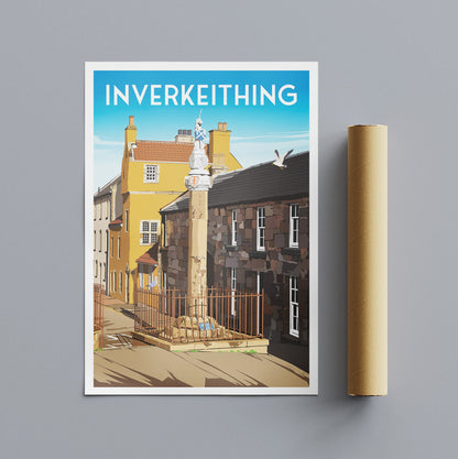 Inverkeithing Print - Mercat - Fife Travel Poster - Historic Building - Scottish Wall Art
