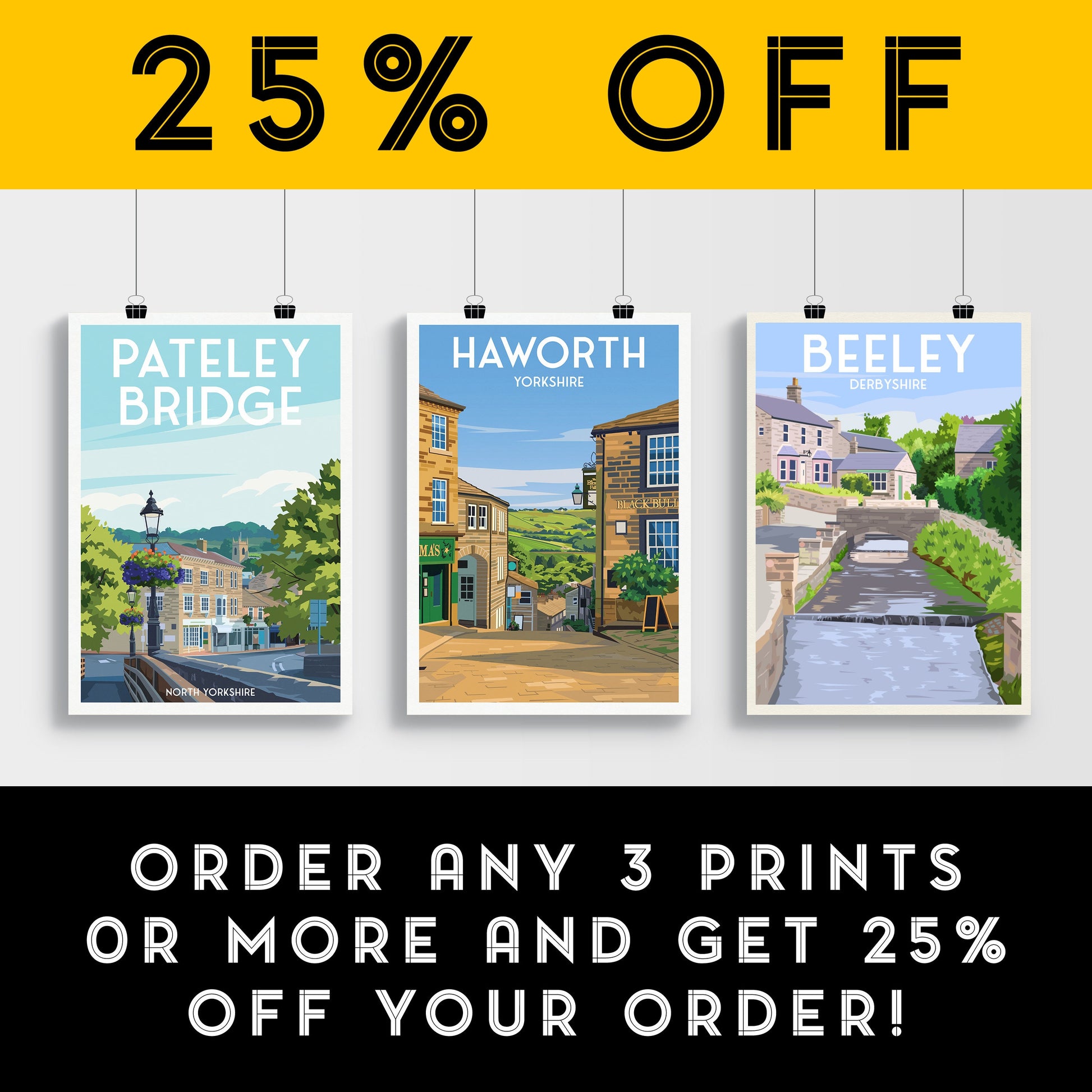 Haworth Travel Poster, West Yorkshire - Art Print - THE BRONTËS - Wall Art