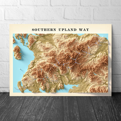 Topographic Map of the Southern Upland Way Walking Trail – Available in A3, A2, and A1 Sizes - Scotland Poster Print