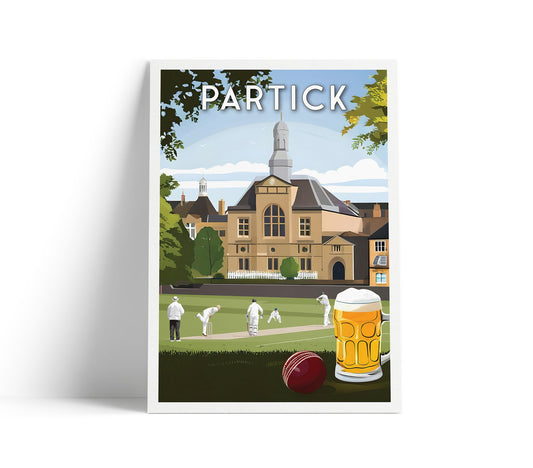 Partick Cricket Print - Glasgow Travel Poster - Pint of Lager - West of Scotland - Wall Art