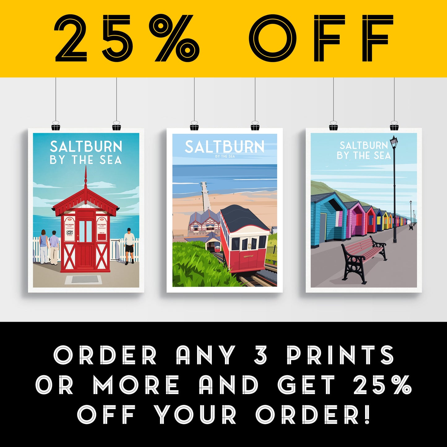 Saltburn By The Sea Print - England Travel Poster - Saltburn-By-The-Sea Gift