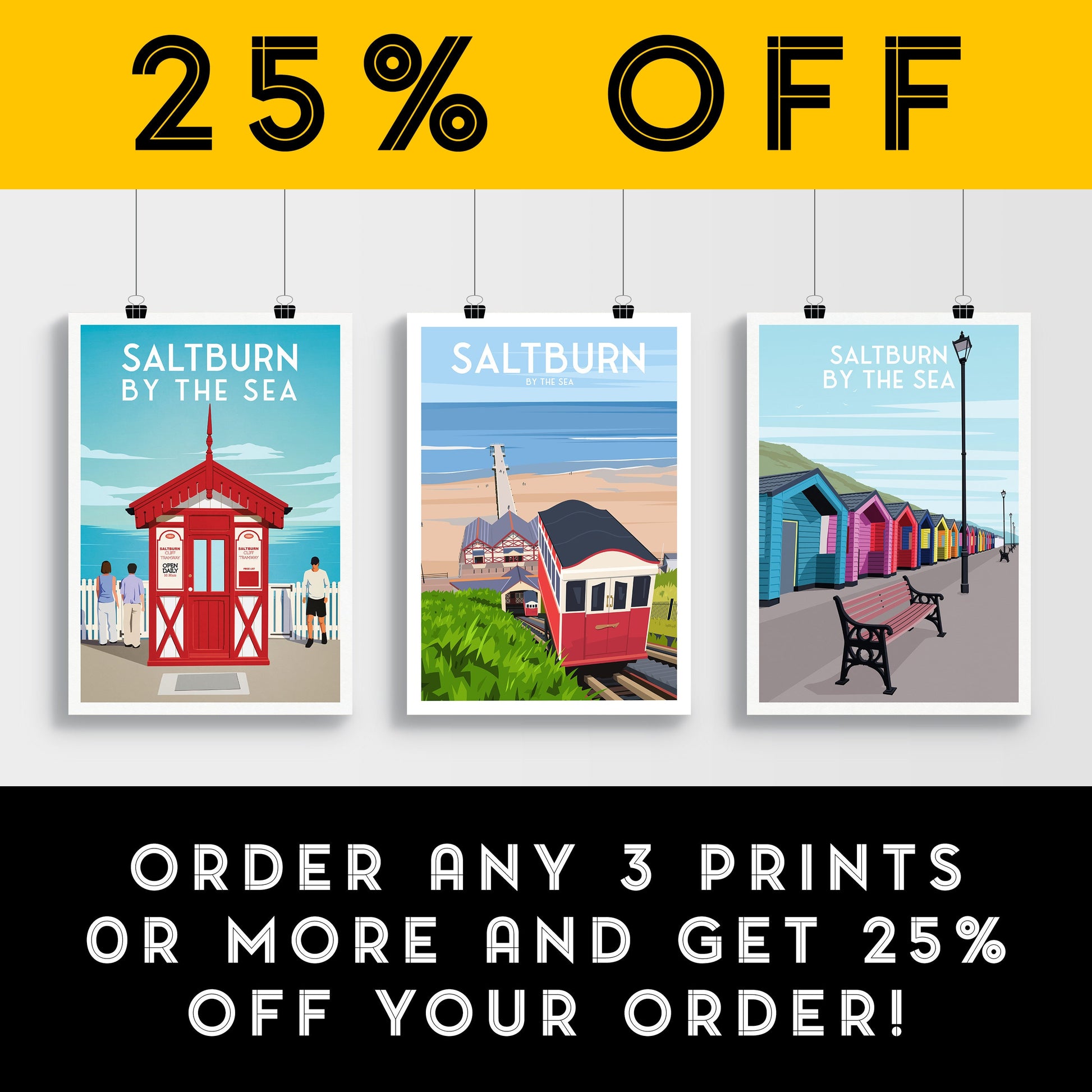 Saltburn By The Sea Print - England Travel Poster - Saltburn-By-The-Sea Gift