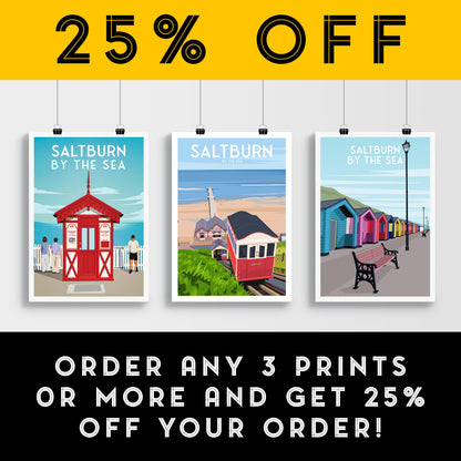 Saltburn By The Sea Print - England Travel Poster - Saltburn-By-The-Sea Gift