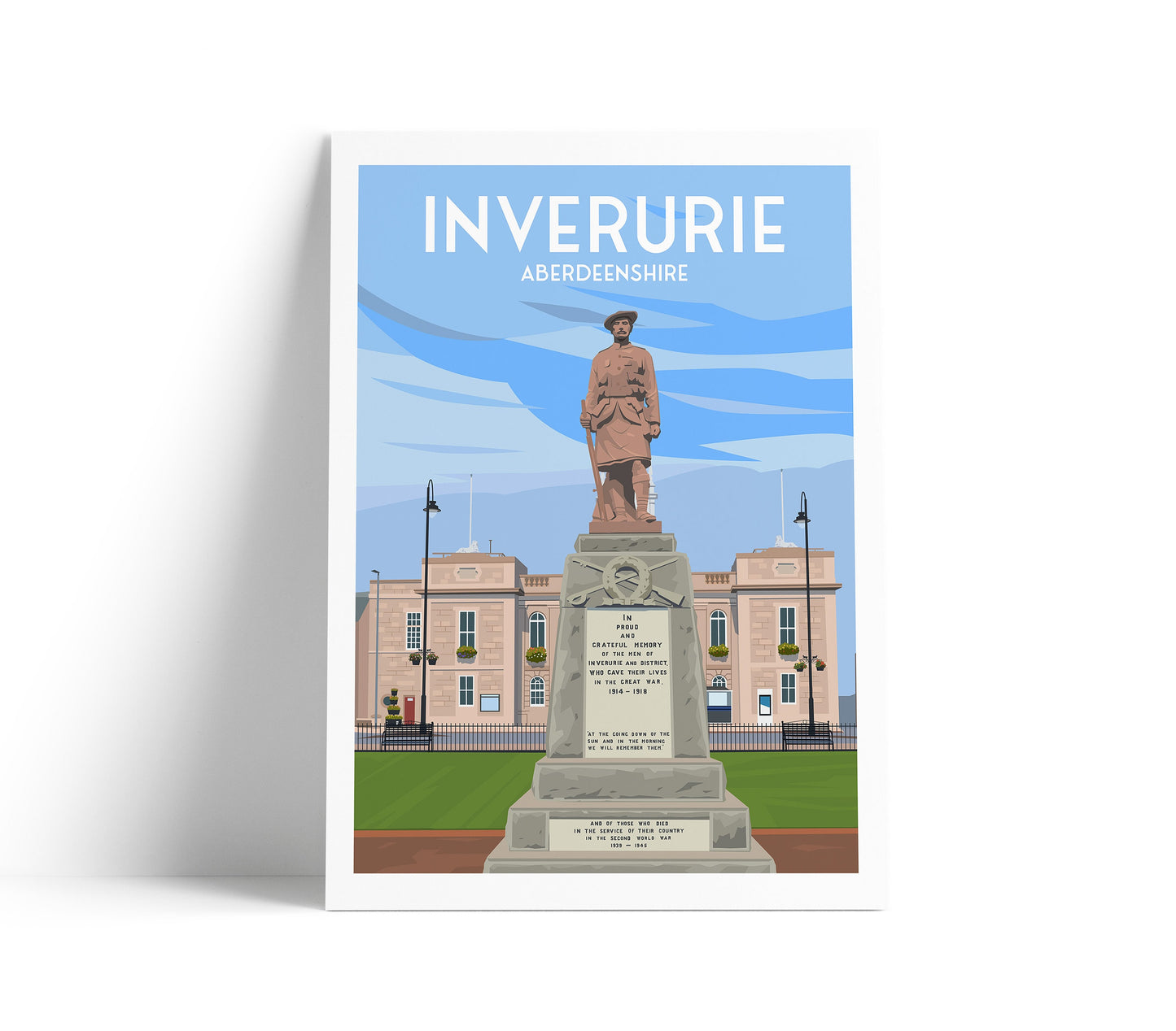 Inverurie Print - Aberdeenshire - War Memorial - Scotland Sizes | A4, A3, A2, A1 | Inverurie Wall Art | Scottish Highlands Decor