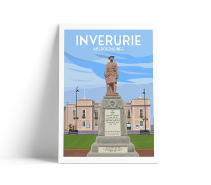 Inverurie Print - Aberdeenshire - War Memorial - Scotland Sizes | A4, A3, A2, A1 | Inverurie Wall Art | Scottish Highlands Decor