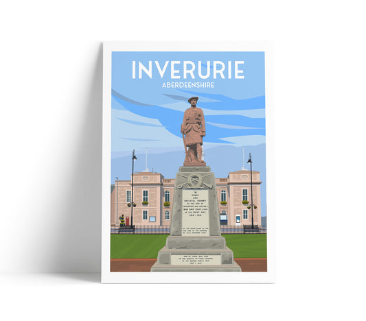 Inverurie Print - Aberdeenshire - War Memorial - Scotland Sizes | A4, A3, A2, A1 | Inverurie Wall Art | Scottish Highlands Decor