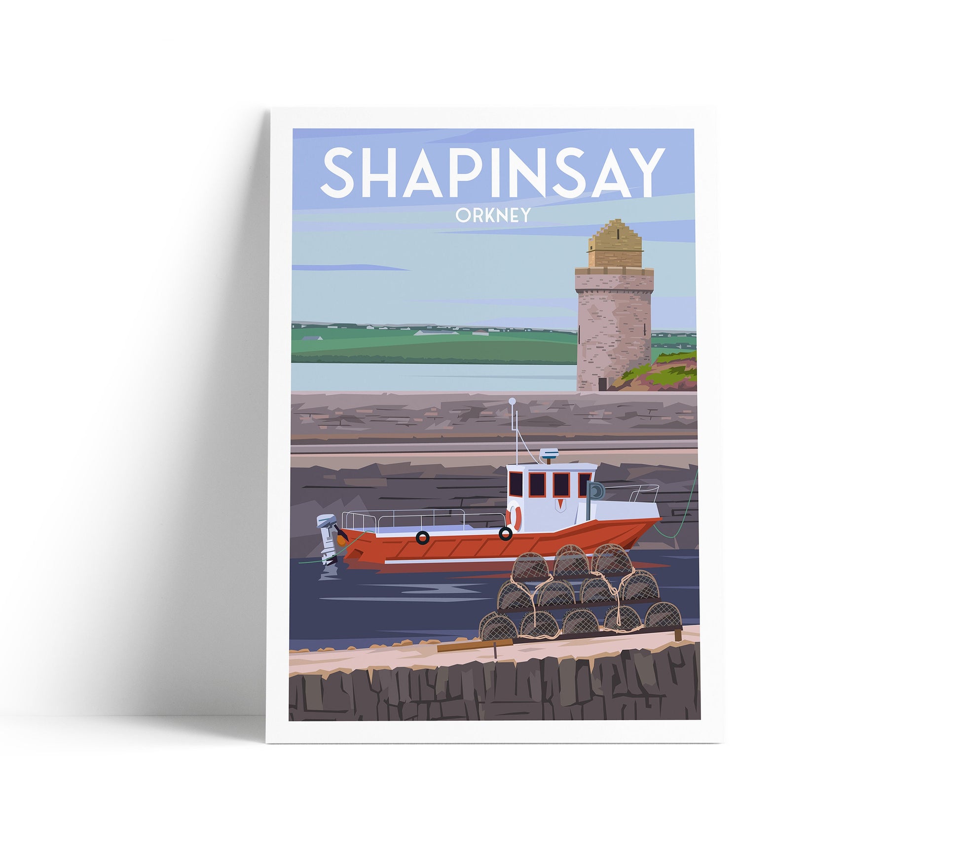 Sharpinsay Harbour Print - Orkney Travel Poster - Scotland