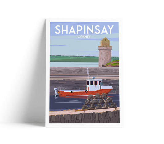 Sharpinsay Harbour Print - Orkney Travel Poster - Scotland