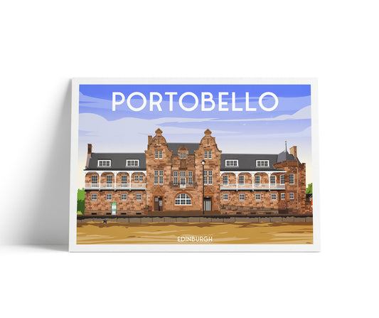 Portobello Beach Print - Travel Poster - Turkish Baths - Promenade - Edinburgh Print - Scottish Art - Scottish Gifts